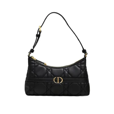 Dior Miss Caro Cigale Mini Bag In Black Macrocannage Lambskin Gold Hardware