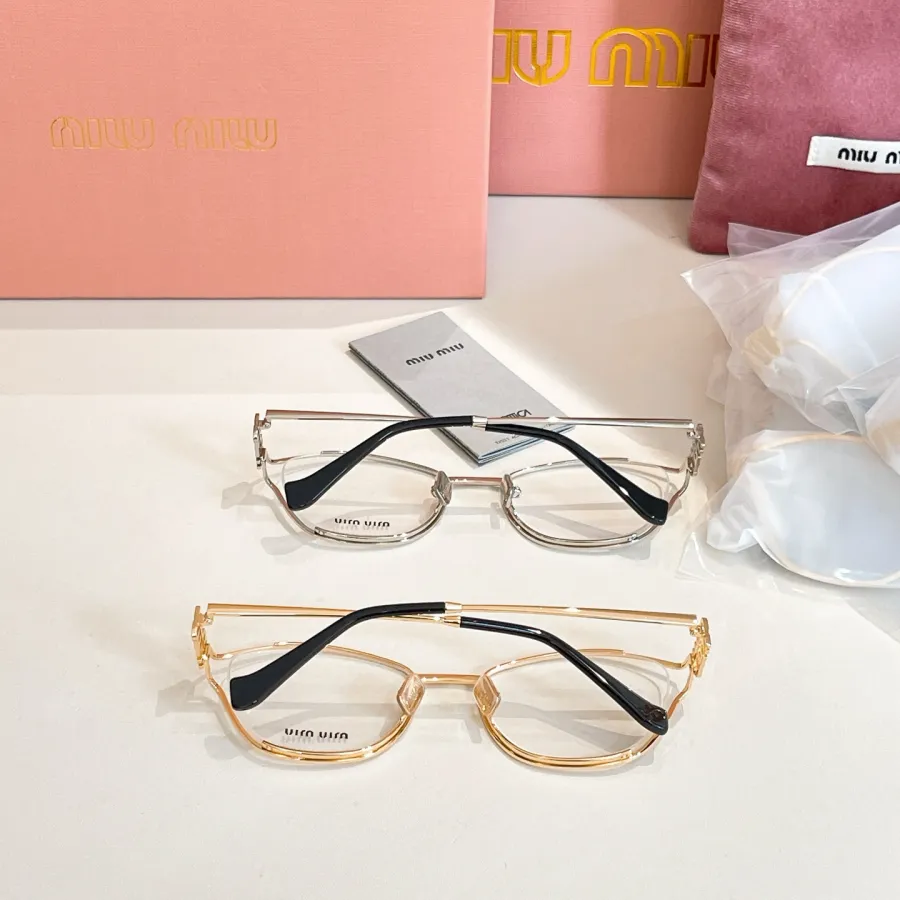 Miu Miu square frame glasses gold/silver color transparent lens Size 55口19-140