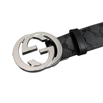 Gucci Men's Interlocking G Buckle Belt In Black GUCCI Marmont Canvas With Gold/Silver/Gun Black/Black Hardware 40mm