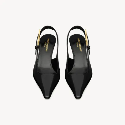 Yves Saint Laurent black Sleek leather high heels
