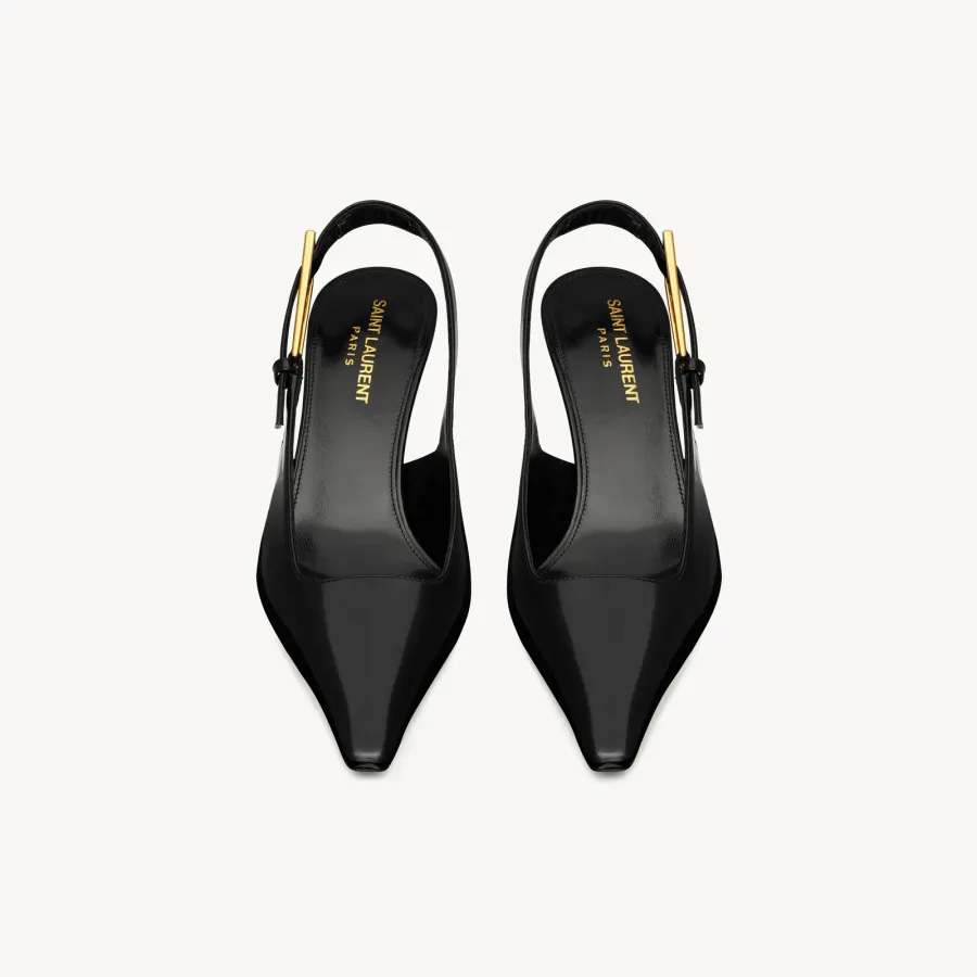 Yves Saint Laurent black Sleek leather high heels