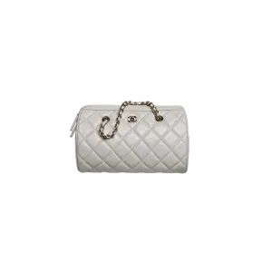 Chanel White / Black Quilted Lambskin Leather Crossbody Bags
