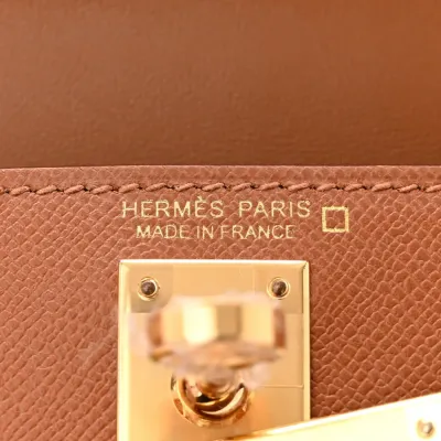 Hermès Mini Kelly Sellier Touch 20 Brown Madame Calfskin & Matte Alligator Leather Gold Hardware