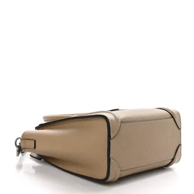 Celine Nano Luggage Bag Dune Drummed Calfskin Leather