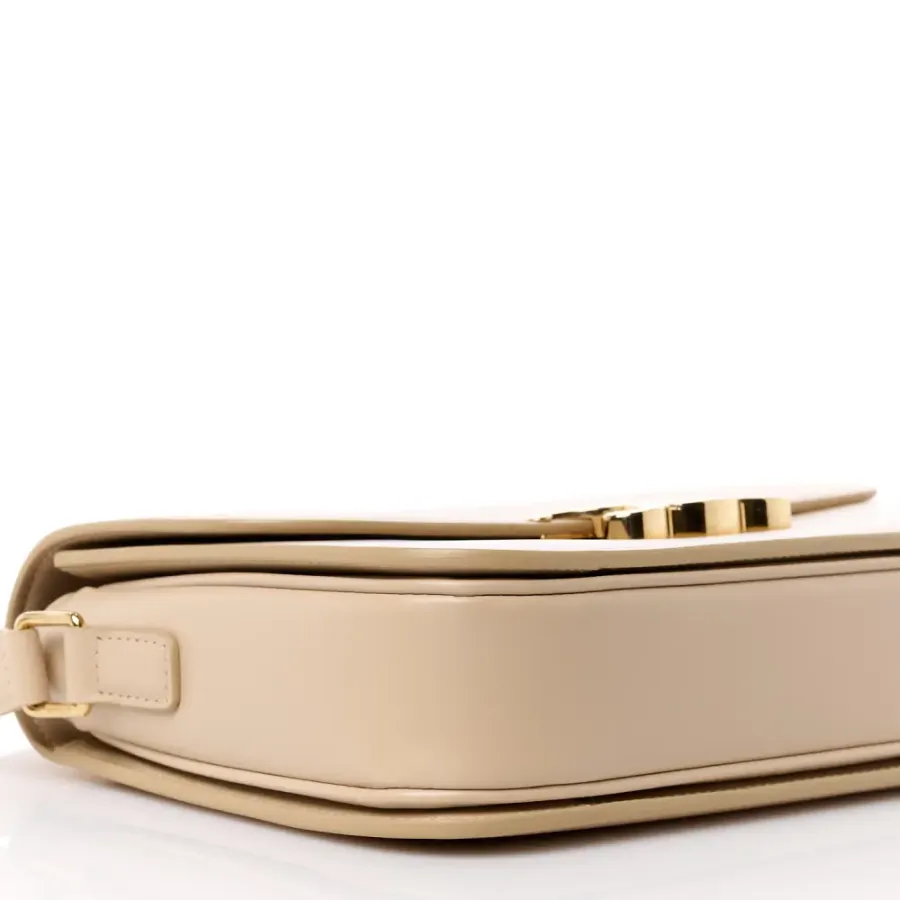 Celine Medium Triomphe Bag Nude Shiny Calfskin Leather Gold Hardware