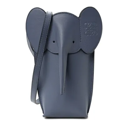 Lushentic Loewe Elephant Pouch Crossbody Bag Small Stone Blue Calfskin Leather - LUSHENTIC BAGS
