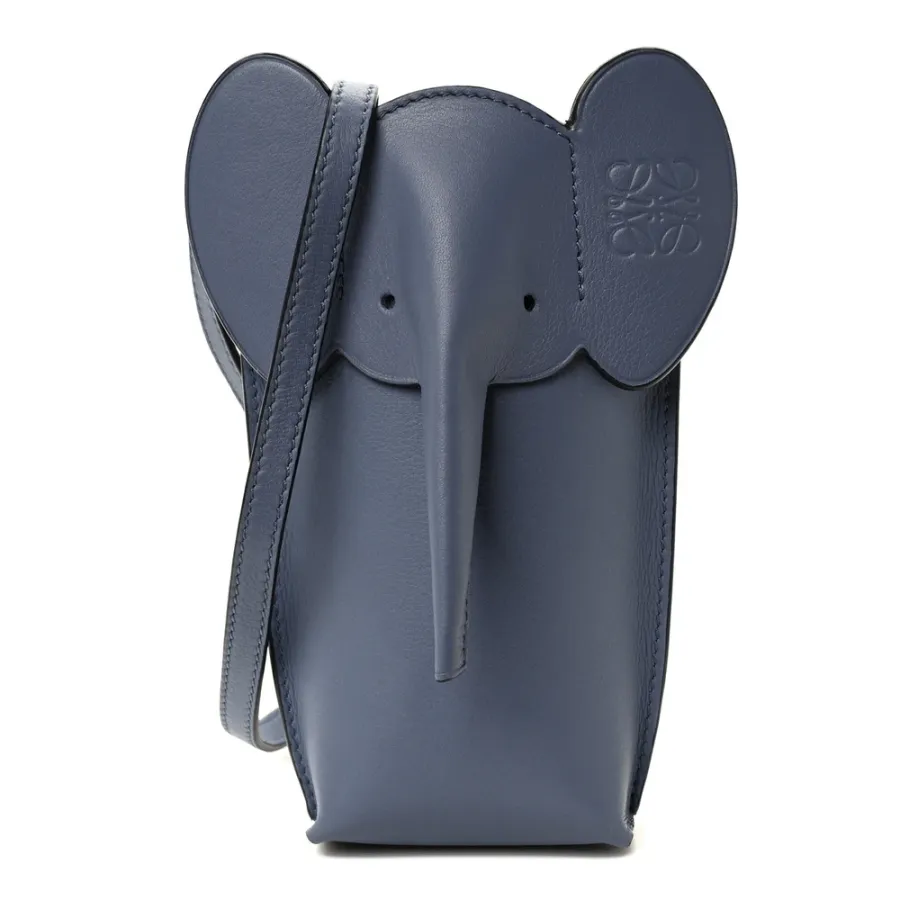Lushentic Loewe Elephant Pouch Crossbody Bag Small Stone Blue Calfskin Leather - LUSHENTIC BAGS