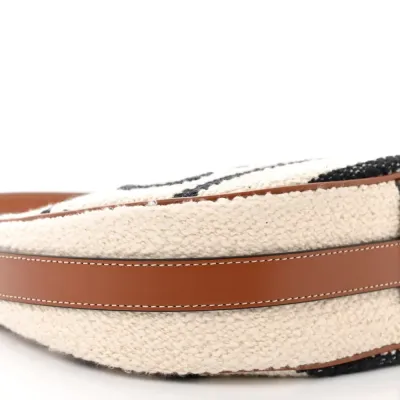 Celine Medium Ava Shoulder Bag White/Black Textile Gold Hardware