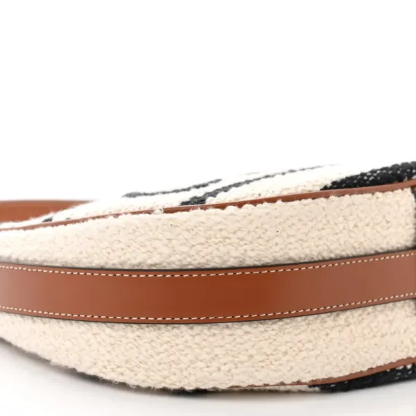 Celine Medium Ava Shoulder Bag White/Black Textile Gold Hardware - Image 4