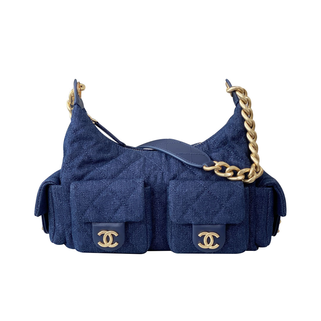 Chanel Denim azul royal / Denim cinza prateado / Denim azul céu Bolsas de Ombro