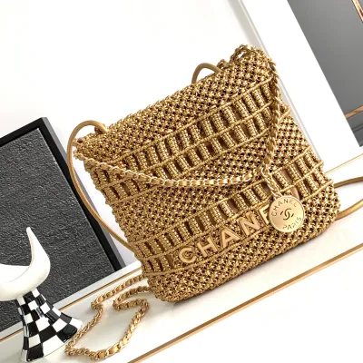 Chanel 22bags Gold Woven Cowhide Shoulder Bags