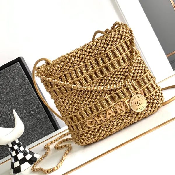Chanel 22bags Gold Woven Cowhide Shoulder Bags - Image 2