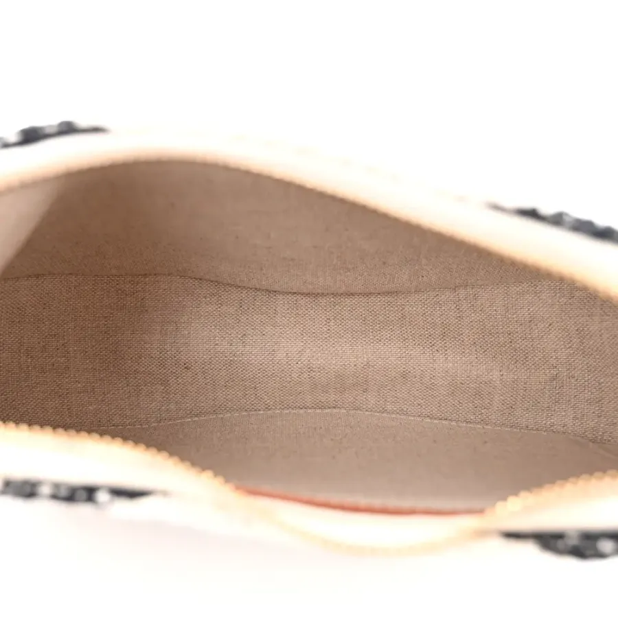 Celine Medium Ava Shoulder Bag White/Black Textile Gold Hardware