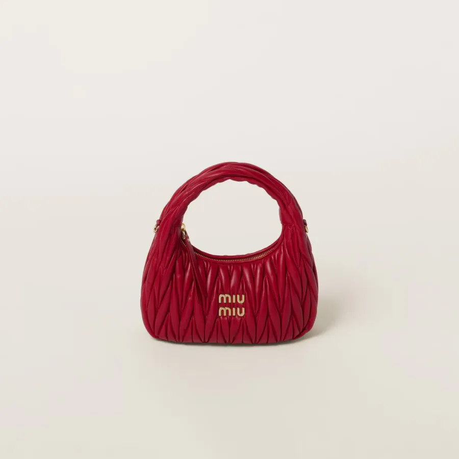 Miu Miu Wander Matelassé Quilted Lambskin Leather handbag Red Crossbody Bags
