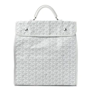 Goyard Saint Leger Soft Briefcase Backpack MM White Goyardine Canvas Silver Hardware