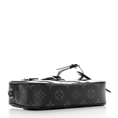 Louis Vuitton Nano Porte Documents Voyage BB Black Monogram Eclipse Canvas Silver Hardware