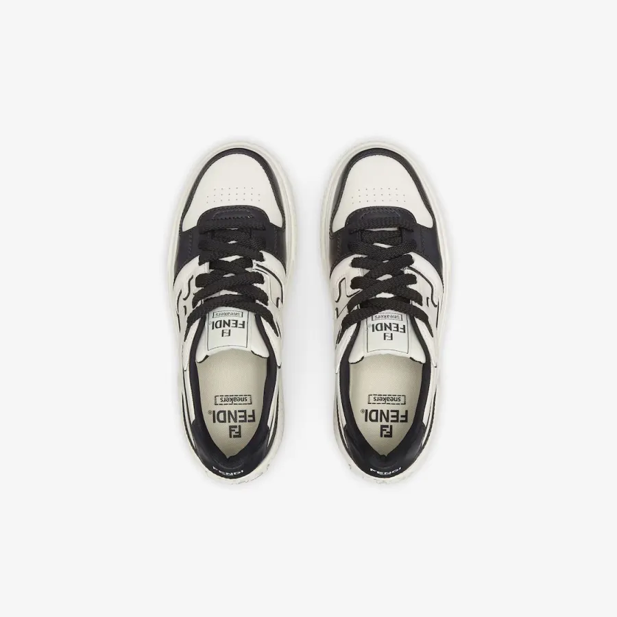 FENDI Black leather platform shoes with low top