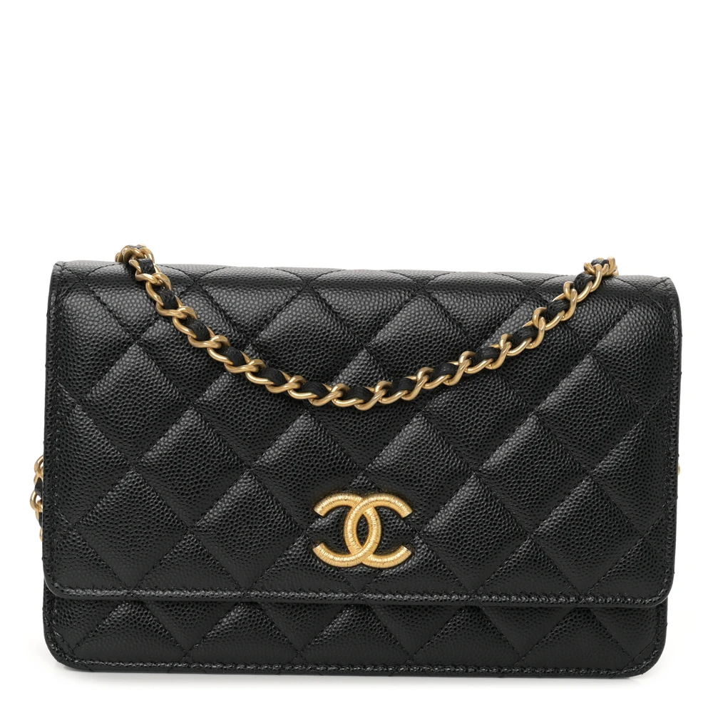 Bolsa Chanel WOC - Couro Caviar Acetinado Preto