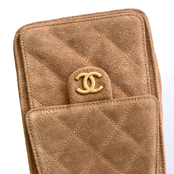 Chanel khaki / Elephant Grey Abrasive Sand Leather Shoulder Bags - Image 7