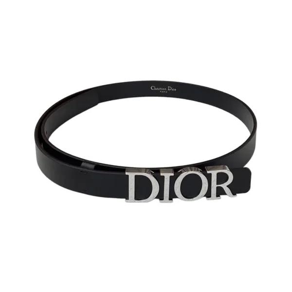 Dior Women' s DIOR Buckle D-Dream Belt In Black/White Calfskin With Gold/Silver Hardware 20mm - Image 4