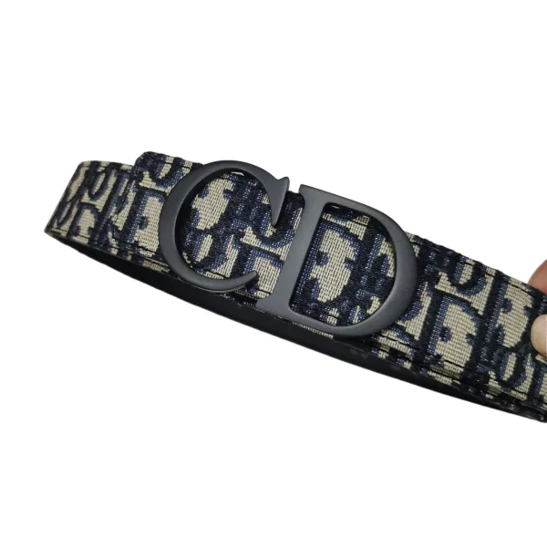 Dior Men's CD 30 Buckle Belt In Beige/Black Dior Oblique Jacquard Canvas And Calfskin With Black Hardware 35mm - Image 2