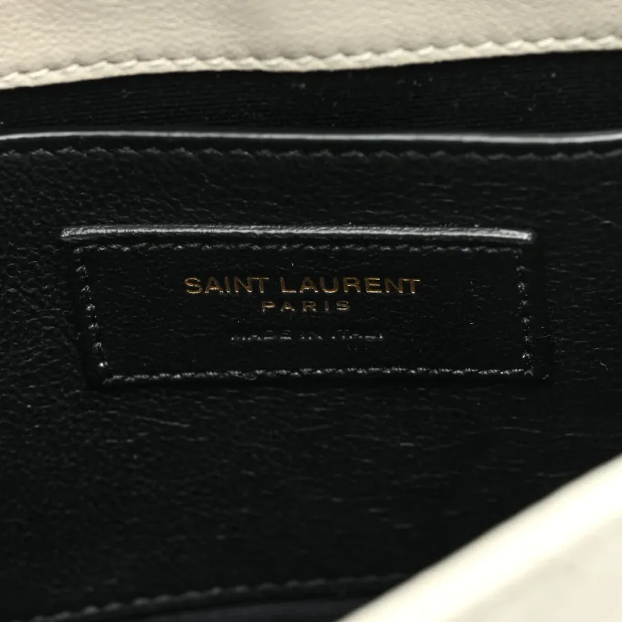 Saint Laurent Mini Nolita Blanc Vintage Quilted Monogram Lambskin Leather Aged Gold Hardware