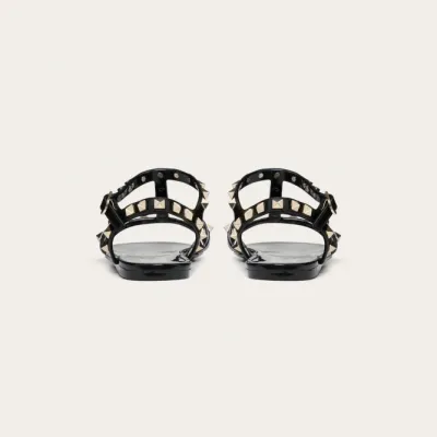 VALENTINO Black Studded flat sandals