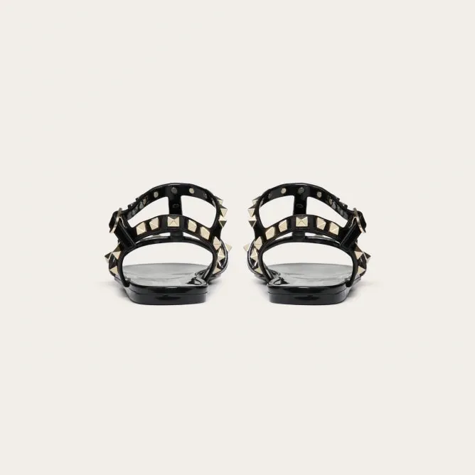 VALENTINO Black Studded flat sandals