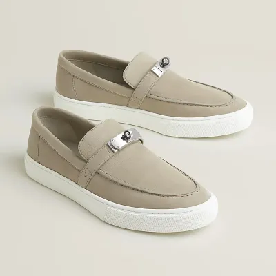 HERMES Game Grey Loafers