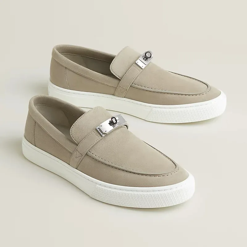 HERMES Game Grey Loafers