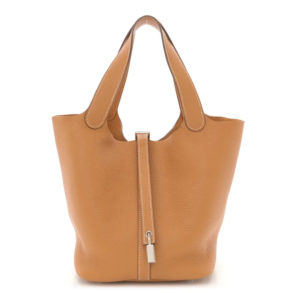 Hermès Picotin Lock 18 PM Natural/Sable em Couro Taurillon Clemence com Hardware Paládio