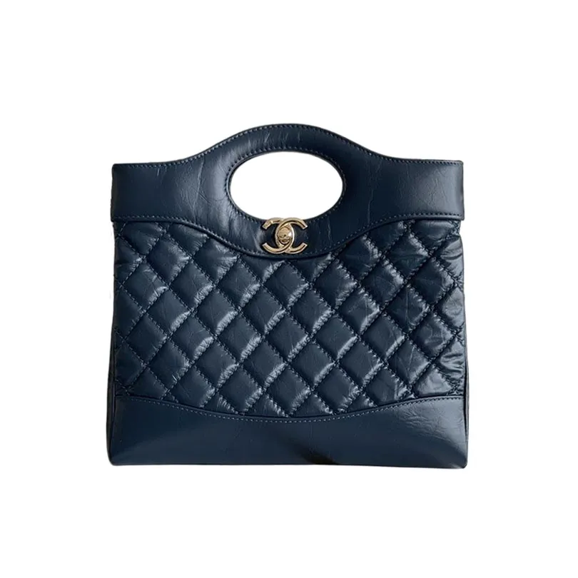Chanel Oil Wax Leather Blue / Black Crossbody Bags
