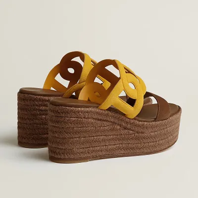 HERMES Ithea Wedges and heels Slippers High-heeled slippers Yellow High Heels Sandal