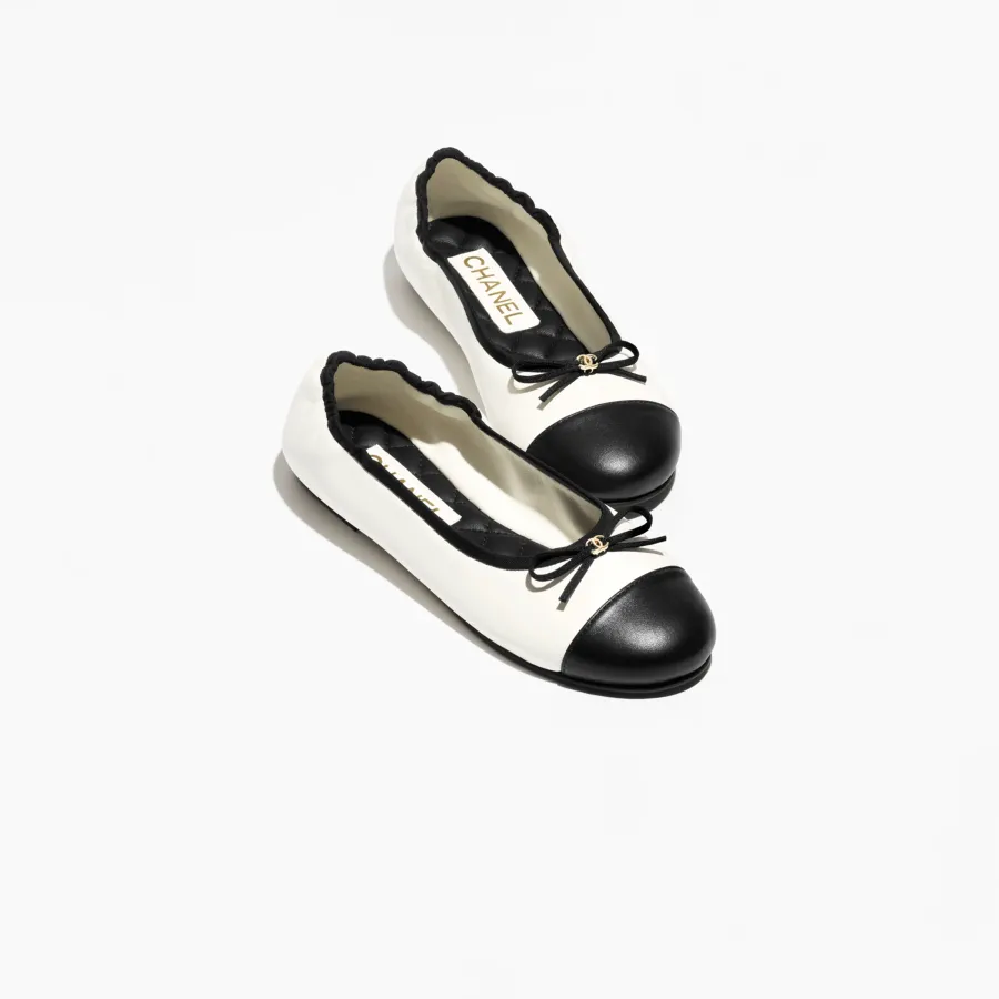 Chanel Early Spring Vacation Series Flat shoes White and Black Ballet  Shoes