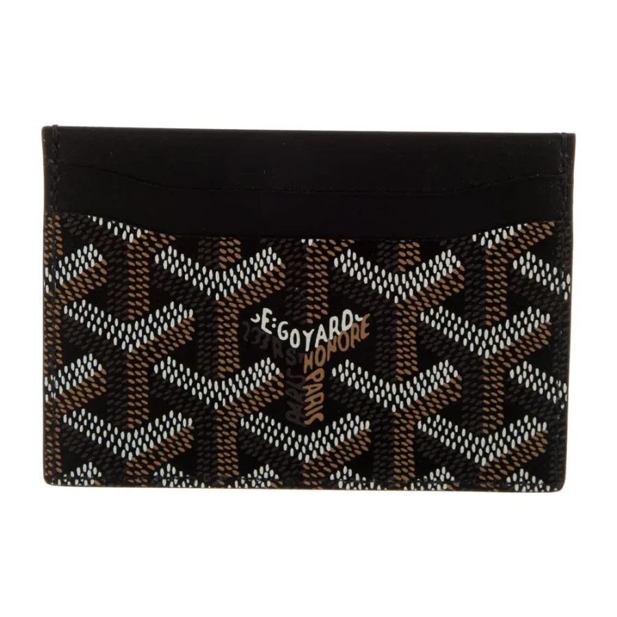 Goyard Small Saint Sulpice Card Holder Black Goyardine Printed Canvas