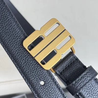 Balenciaga Women's Nano Belt In Black Grained Calfskin With Gold/Silver Hardware 25mm