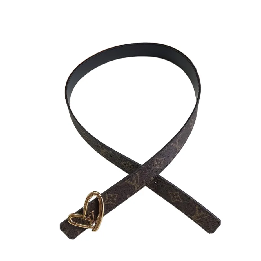 Louis Vuitton Women's The Knot Reversible Belt In Black Calfskin And Monogram Canvas With Gold Hardware 20mm