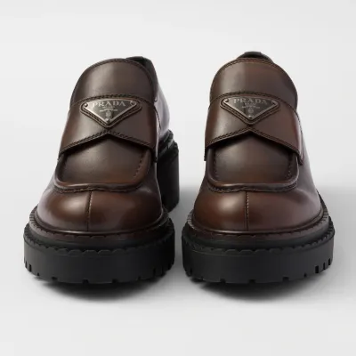 PRADA Dark brown leather loafers