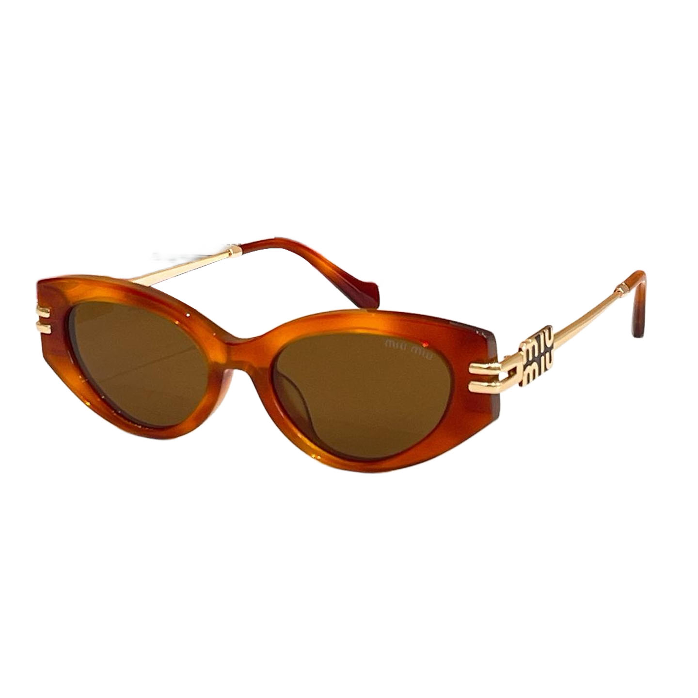 Óculos Miu Miu Cat Eye cor marrom chocolate/transparente chocolate/ouro preto/fulvo preto/verde/marrom esverdeado/vermelho preto/transparente preto Tamanho 52口18-140