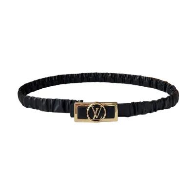 Louis Vuitton Women's Dauphine Smoke Elastic Belt In Black Calfskin With Gold Hardware 25mm
