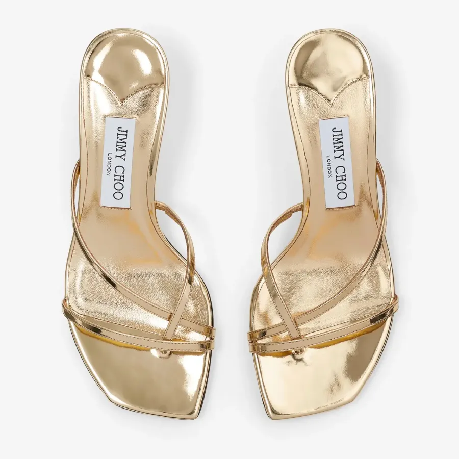 JIMMY CHOO Metallic texture leather high slippers sandals