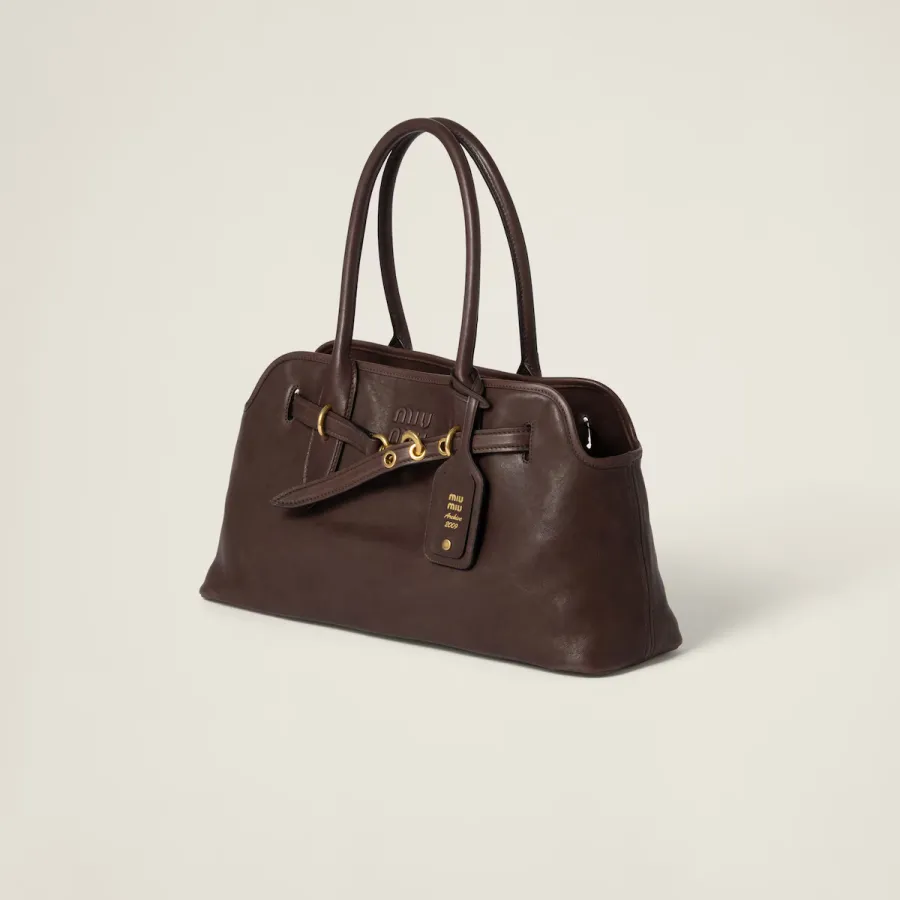 Miu Miu Aventure Nappa Calfskin Leather Brown Top-Handle Bags
