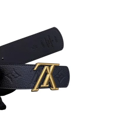 Louis Vuitton Men's Dimension Reversible Belt In Black Calfskin With Gold/Silver/Black Hardware 40mm