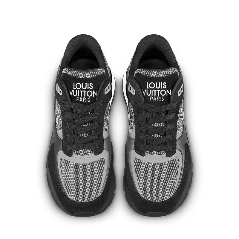 Louis Vuitton Men's black mesh quilted calfskin LV pattern sneakers