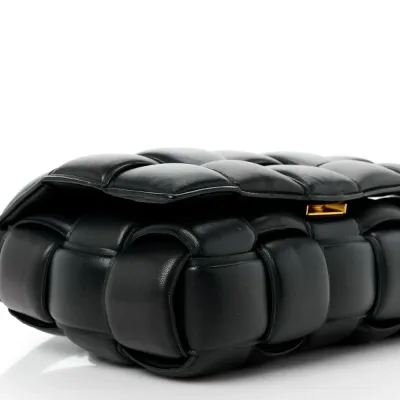 Bottega Veneta Maxi Intreccio Padded Cassette Crossbody Bag Black Nappa Leather Gold Hardware