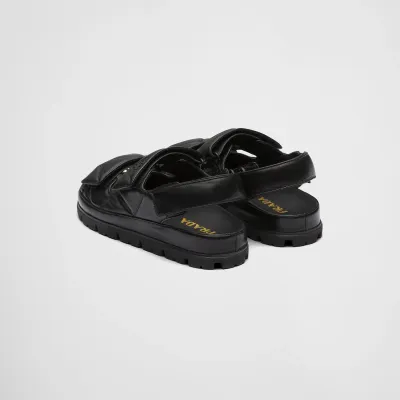 PRADA Black padded effect Nappa leather sandals