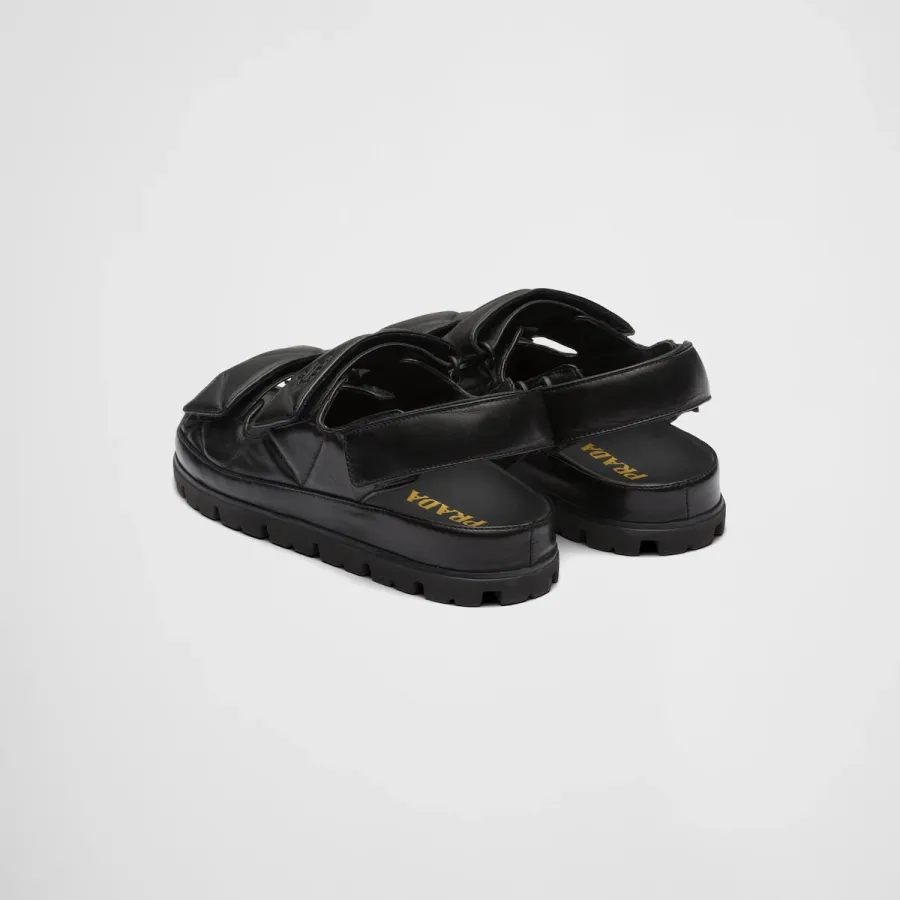 PRADA Black padded effect Nappa leather sandals