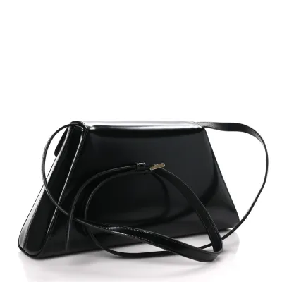 Prada Medium Flap Shoulder Bag Black Spazzolato Leather Gold Hardware