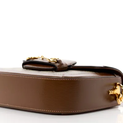 Gucci Mini Horsebit 1955 Shoulder Bag Beige / Brown Sugar GG Supreme Monogram Canvas