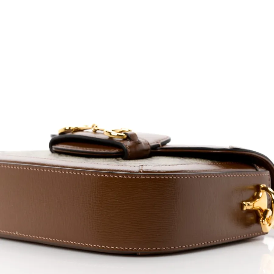 Gucci Mini Horsebit 1955 Shoulder Bag Beige / Brown Sugar GG Supreme Monogram Canvas